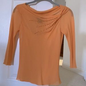 Top MAX EDITION NWT SZ XS CLR Peach orange 100Silk